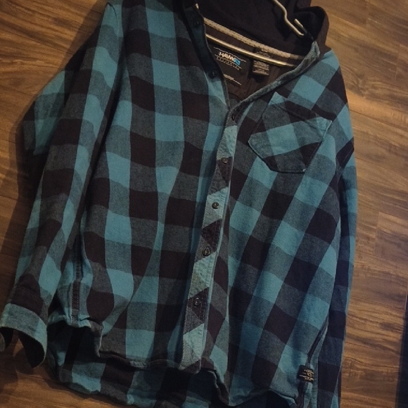 Tony Hawk Skateboarding Blue Flannel Plaid Button Down Jacket Shacket - Picture 3 of 10